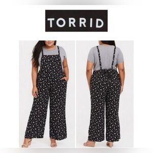 Torrid Black Floral Print Soft Jumpsuit 2S